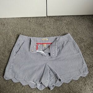 British Khaki Navy Striped High Waist Shorts